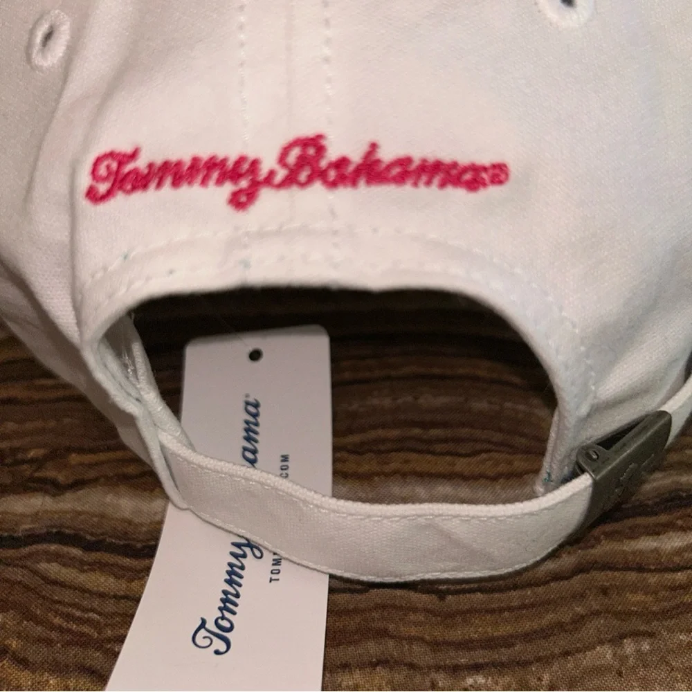 🌺 Vtg Hibiscus Flower Embroidered Baseball Cap Adjustable Tropical white blue